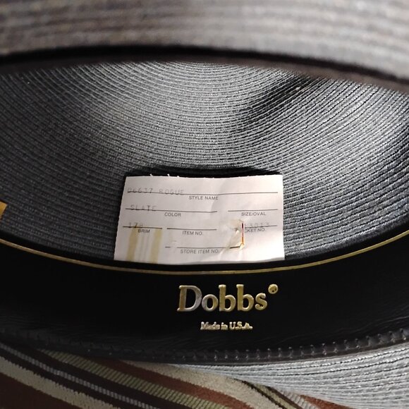 ❤️Retro DOBBS FIFTH AVENUE NY Slate Unisex Panama Straw Fedora Hat 7 1/4 main image 7